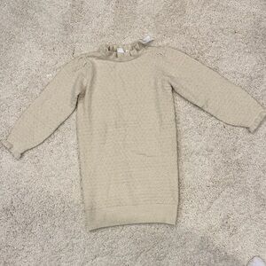 Gap Kids Cream Sweater Dress with gold metallic thread sz small 6-7